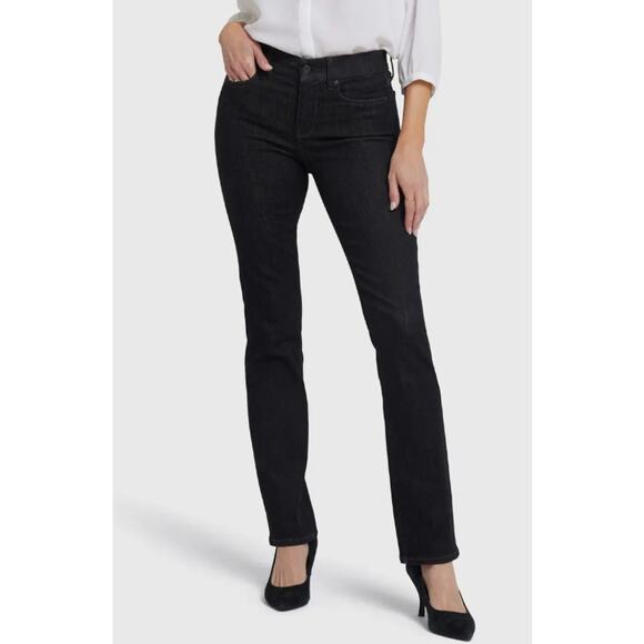 NYDJ Marilyn Straight Jeans Mid Rise Slim Fit Black Denim Womens Plus Size 14 - Picture 1 of 7